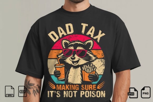 Dad Tax Raccoon SVG Design – Playful Graphics for Dad-Themed T-Shirt Designs