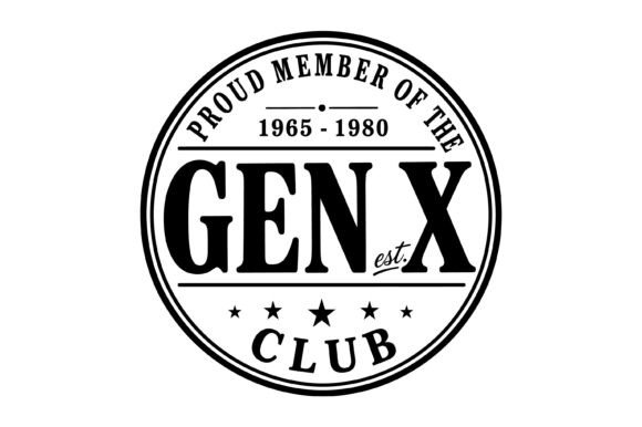 Gen X Club Vintage Badge Design for T-Shirt Graphics & Blog Visuals