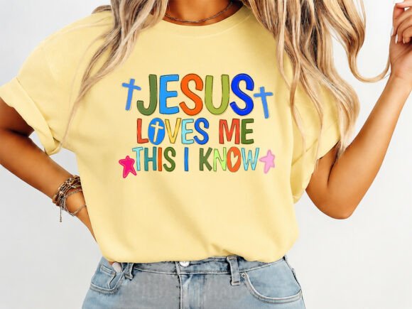 Jesus Loves Me Religious T-Shirt Design: A Vibrant Graphic for Faith-Based Content and Creative Blog Projects