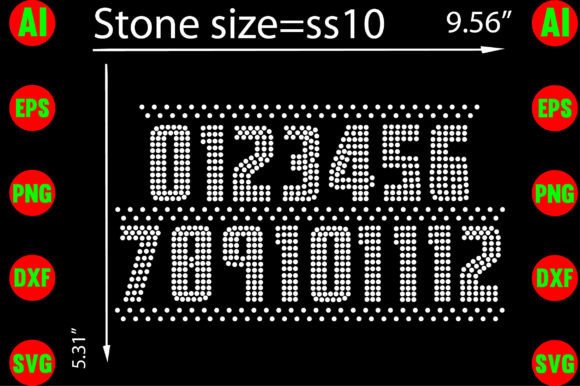 Number Rhinestone Templates Design for T-Shirt Graphics