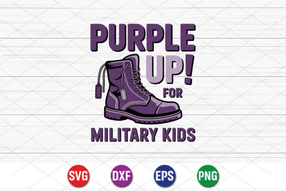 Purple Up Military Kids Boot Design – Bold Graphics for T-Shirt Branding
