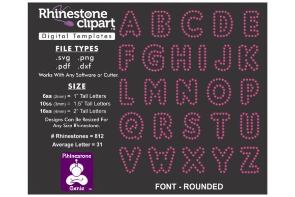 Rhinestone Design FONT - ROUNDED 1.5: Sparkling Graphics for T-Shirt Designs & Marketing Visuals