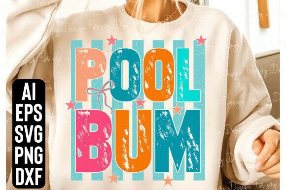 Trendy Summer Design Preppy Pool Bum PNG for T-Shirt Graphics