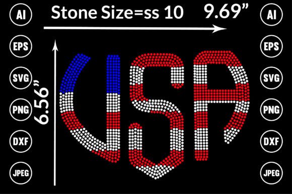 USA Rhinestone Templates Design for T-Shirt Graphics